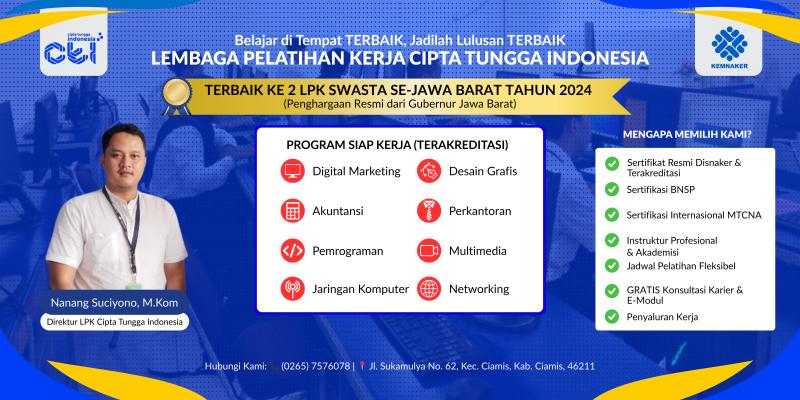 Raih Penghargaan Gubernur, LPK CTI Dinobatkan sebagai LPK Swasta Terbaik ke-2 se-Jawa Barat